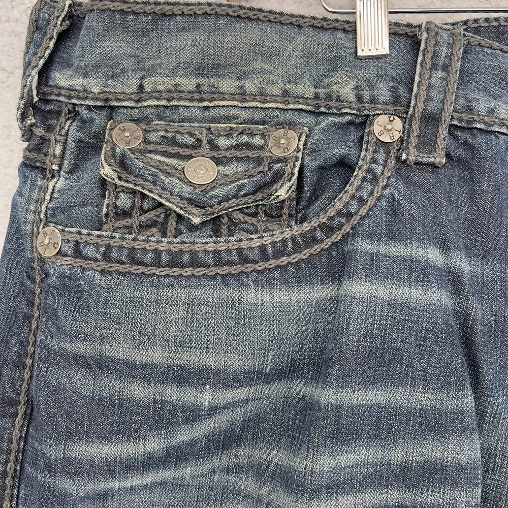 True Religion Mens 44x33 Ricky Relaxed Straight Leg Jeans Y2K Denim Made In USA